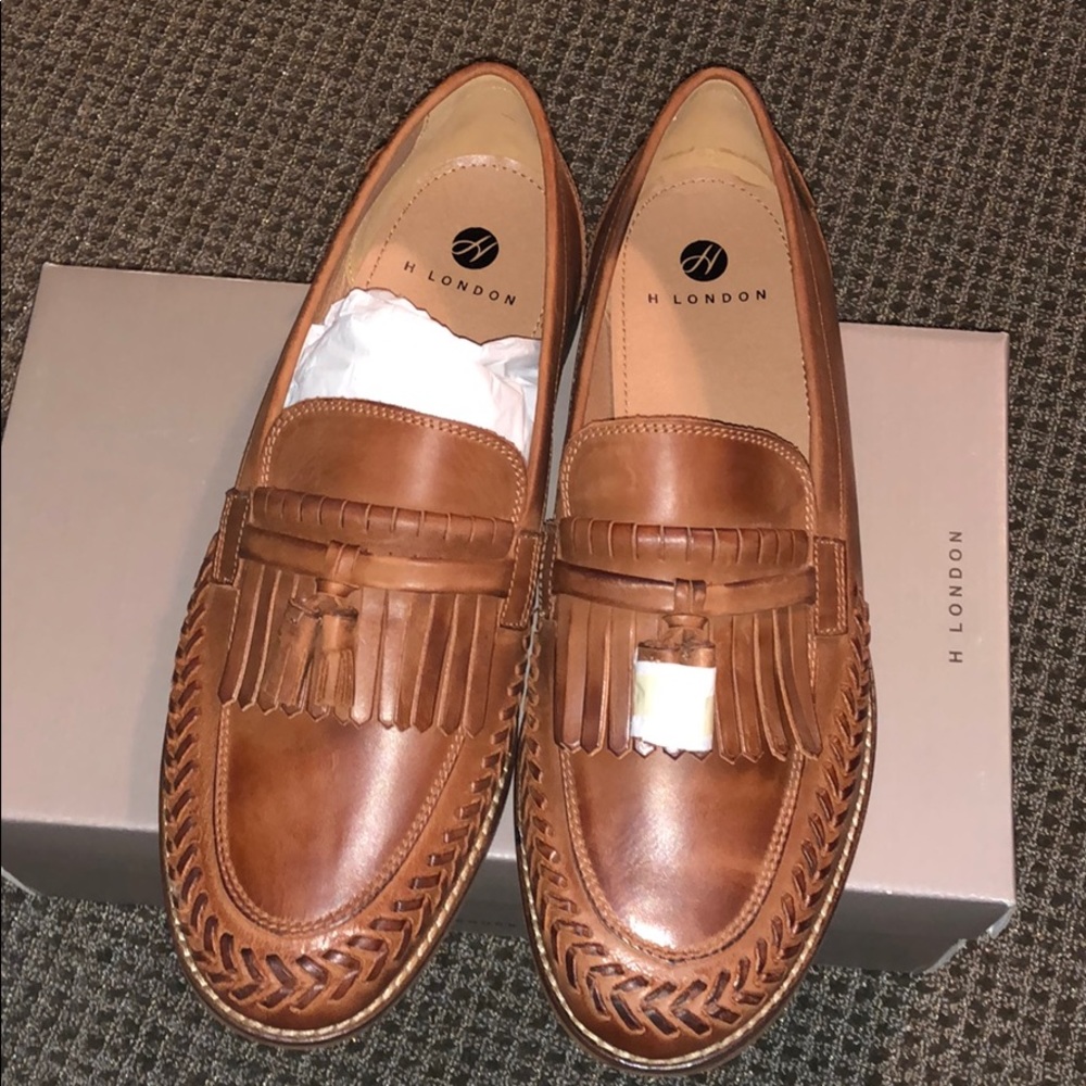 H London Alloa Leather Loafers in Congac
